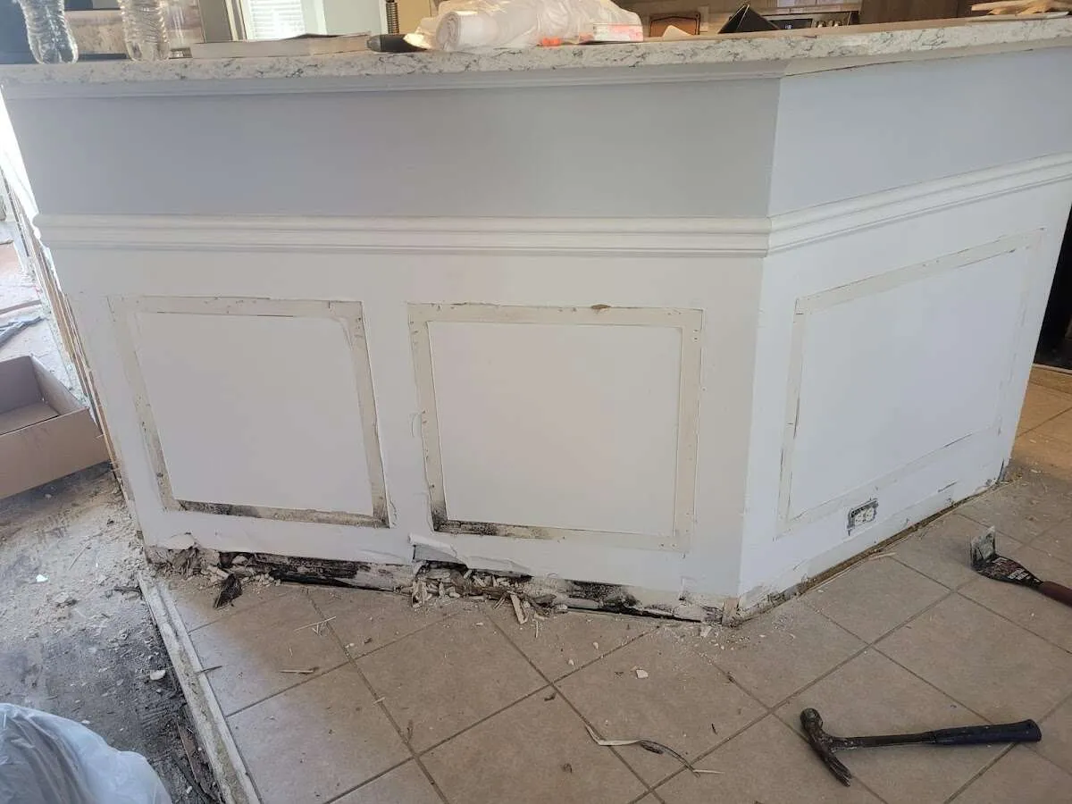 Water damage and mold on kitchen during Storm Damage Restoration in Brighton